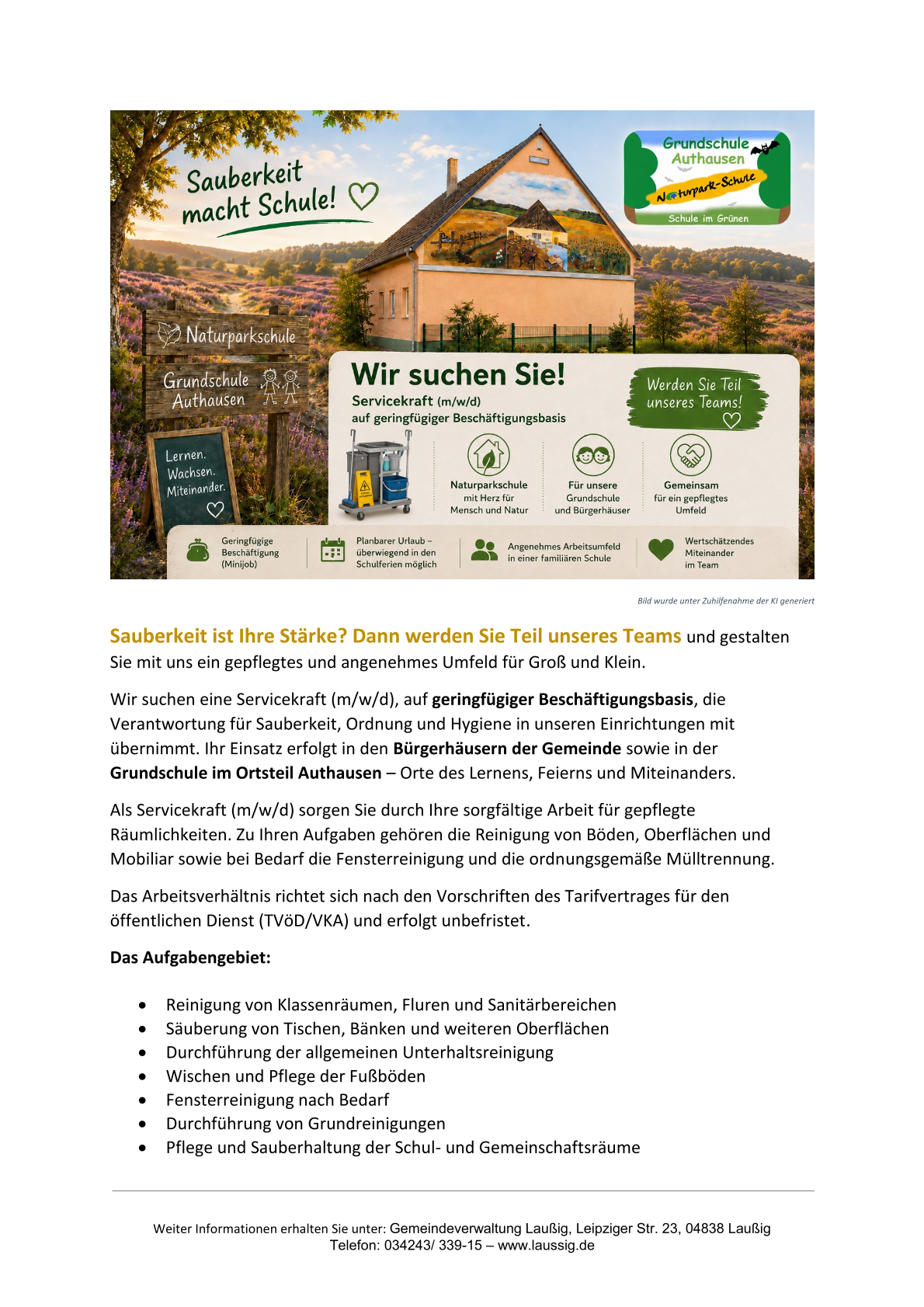Stellenausschreibung Servicekraft geringfügig - Seite 1 Stellenausschreibung Servicekraft geringfügig - Seite 1